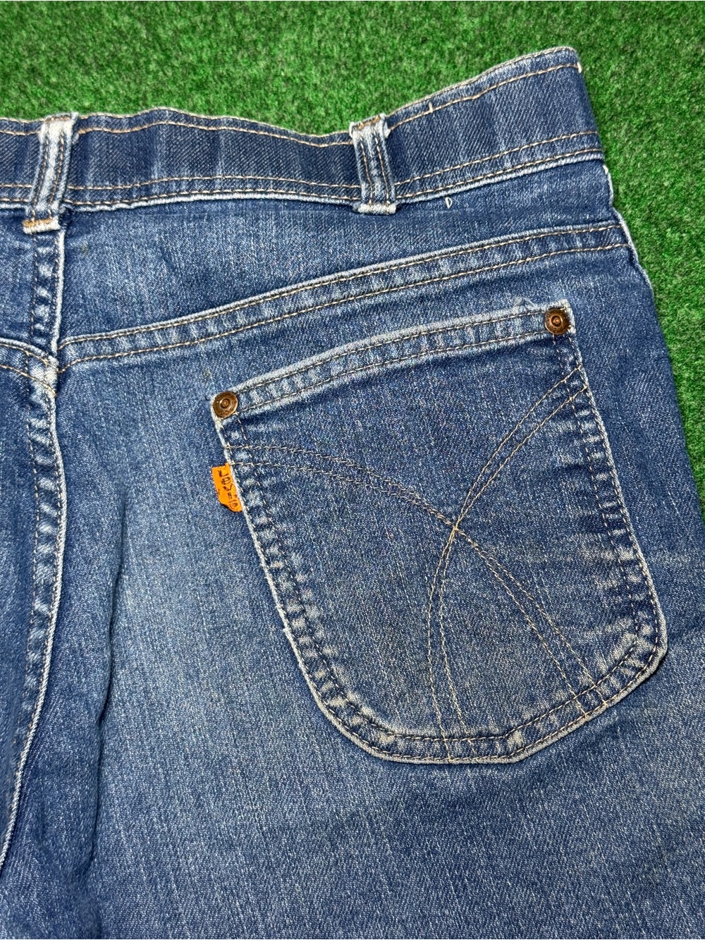 Levis 70s Cutoff Jorts Vintage Talon Zipper 6” 32 Denim Shorts Orange Tab - Picture 2 of 9